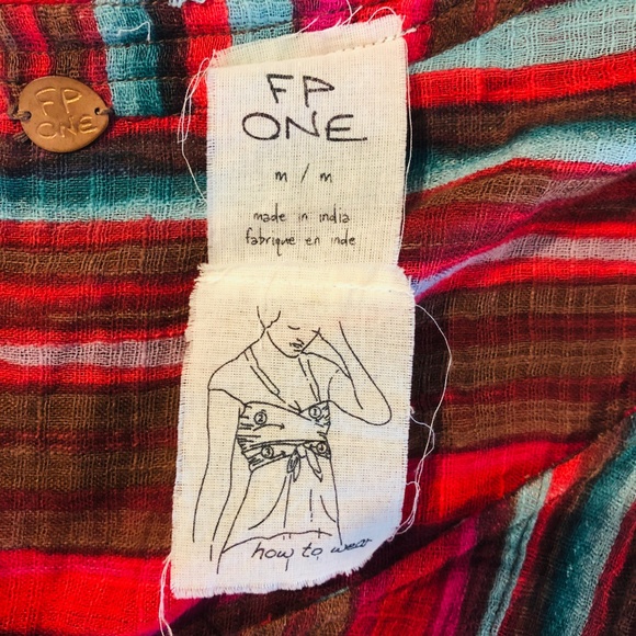 FP One Maia Striped Wrap Mini Dress Red Blue Sash - Picture 7 of 7